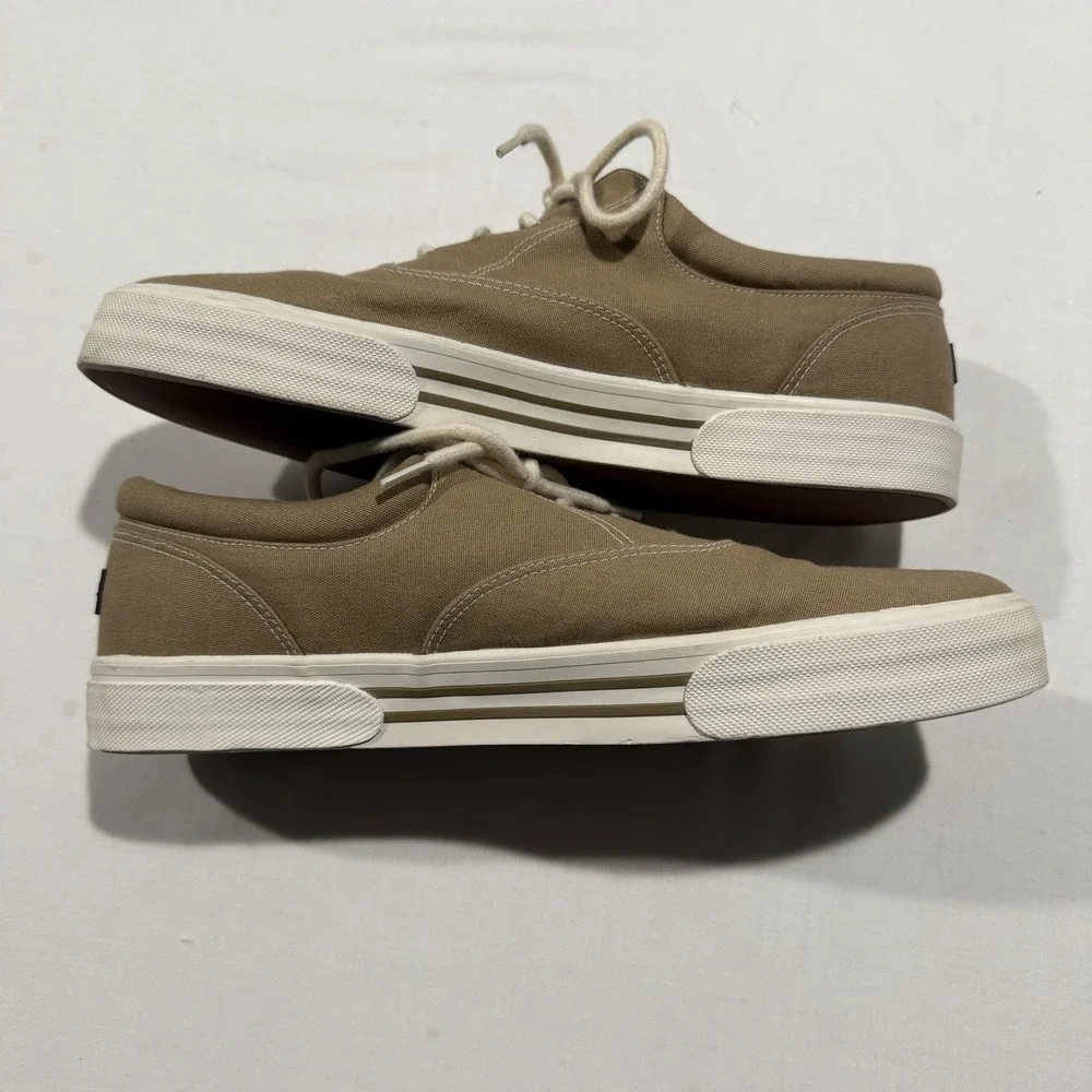 Paul & Shark Yachting Mens 12 EU 45 Canvas Boat Shoes Deck Sneakers Khaki Tan